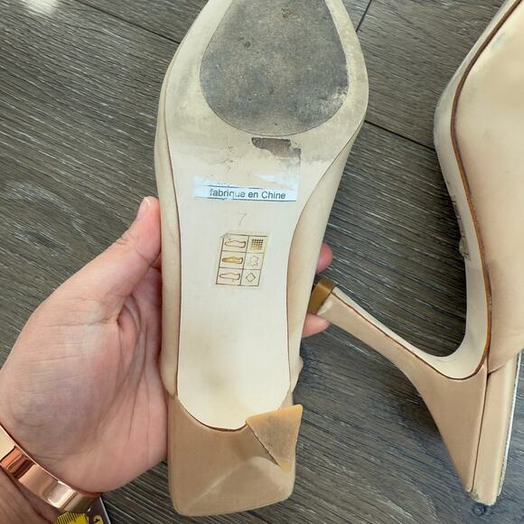 Jeffrey Campbell x REVOLVE Viviana Mules Satin Creme‎ Rhinestones 7 Kitten Heel - Picture 6 of 7